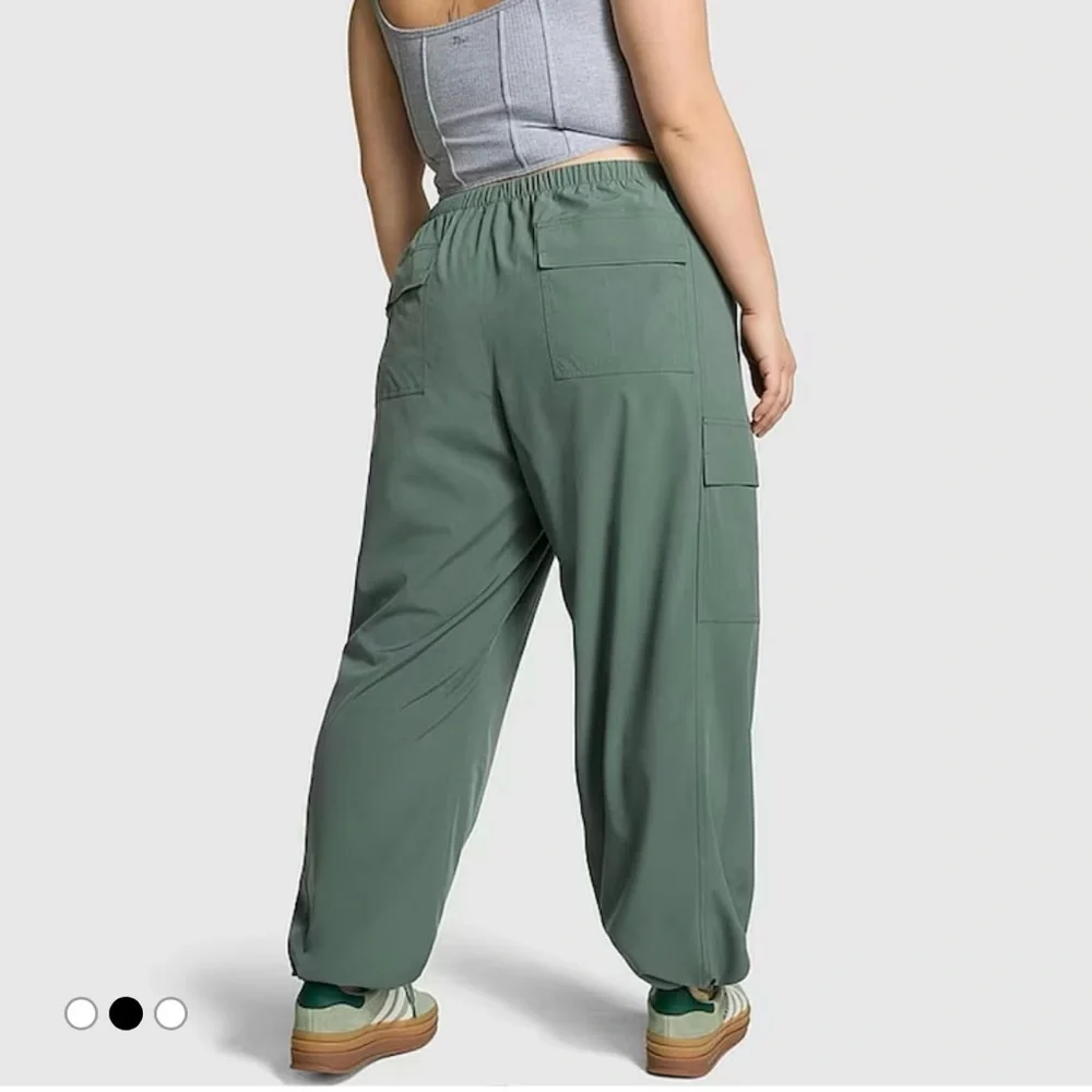 Victoria’s Secret PINK Parachute Cargo Trouser Pants Fresh Forest Green Large - Picture 2 of 13
